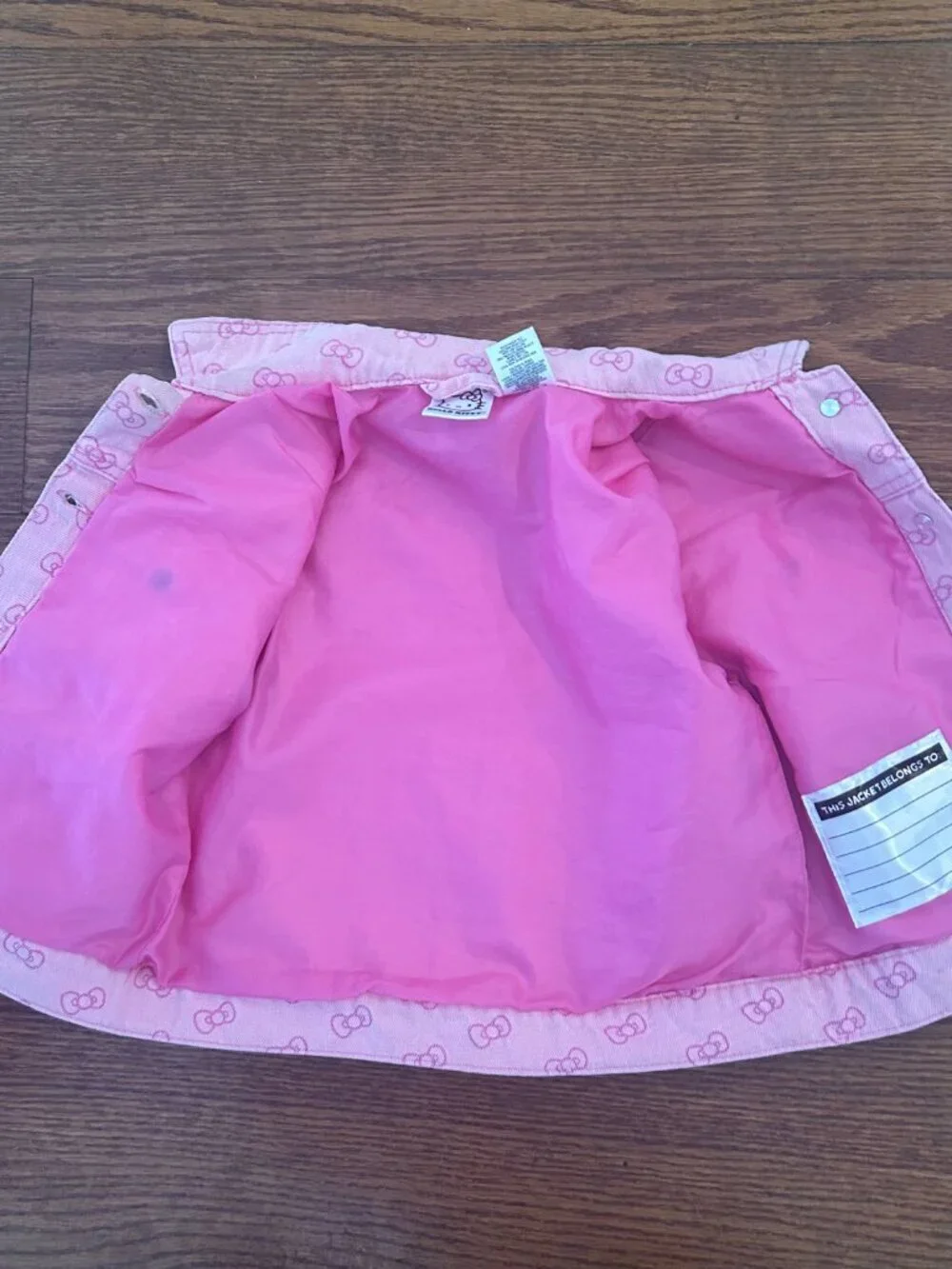 Hello Kitty Little Girls Size 3T Pink Denim Jacket Patches Pink Bows